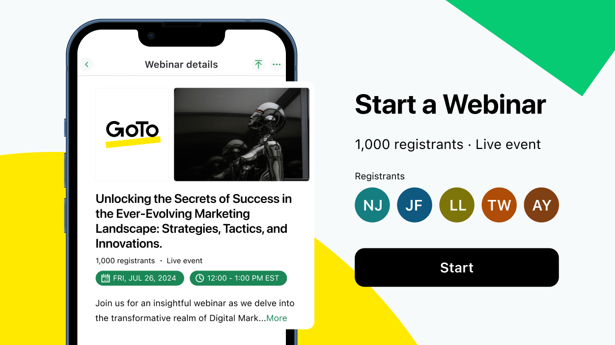 Showcasing that user able to host webinar sessions anywhere, on any device via GoTo Webinar.