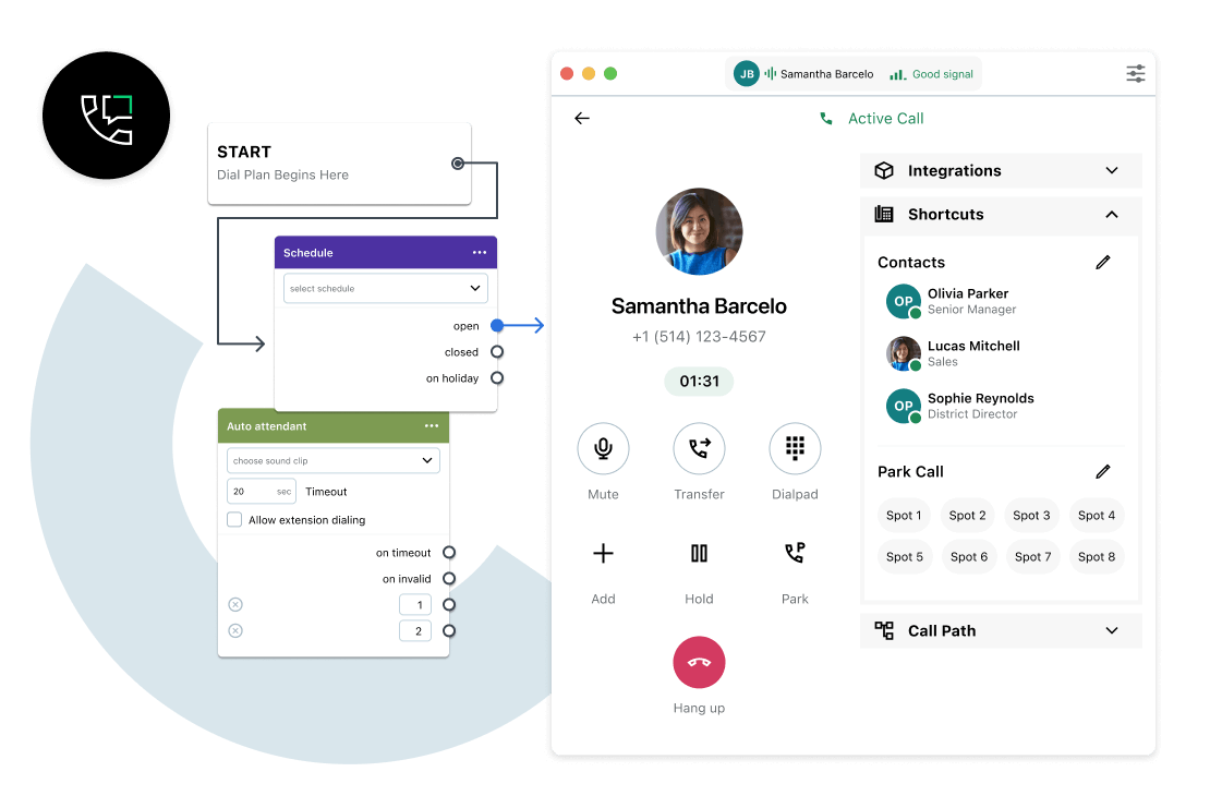 Screenshot of GoTo Connect’s VoIP cloud-based phone system with call routing features to keep clients informed.